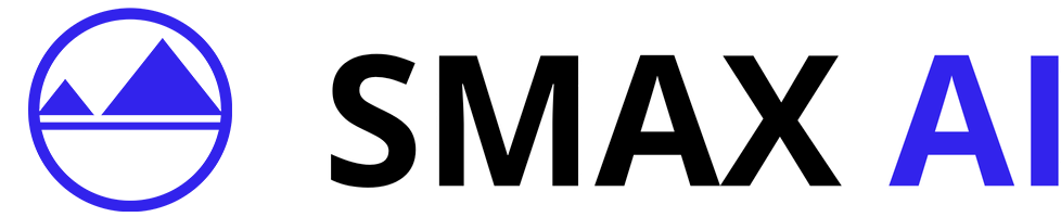Logo de SmaxAI Horizontal y con tipografia: plataforma innovadora en inteligencia artificial aplicada al marketing digital que impulsa estrategias, análisis de tendencias y recursos prácticos para pymes y profesionales, abarcando también temas de tecnología, actualidad y más.