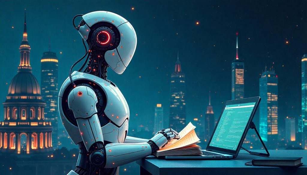 robot letendo glosario de palabras clave de inteligencia artificial